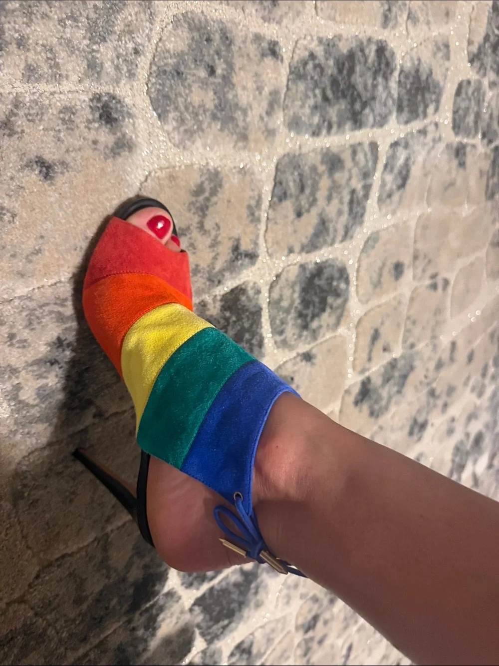 Aquazzura Rainbow Suede Open-Toe Heeled Sandals